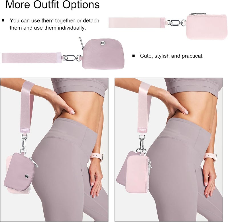 Babysun Mini Zip Around Dual Pouch Wristlet With 2 Straps Wristlet Keychain Wallet for Women Coin Purse Small Cute for Teen Girl - Image 3